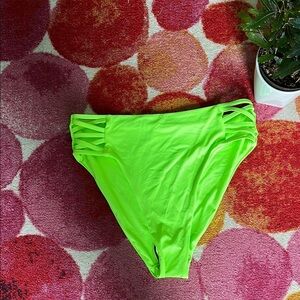 Neon green swim bottoms high waist new